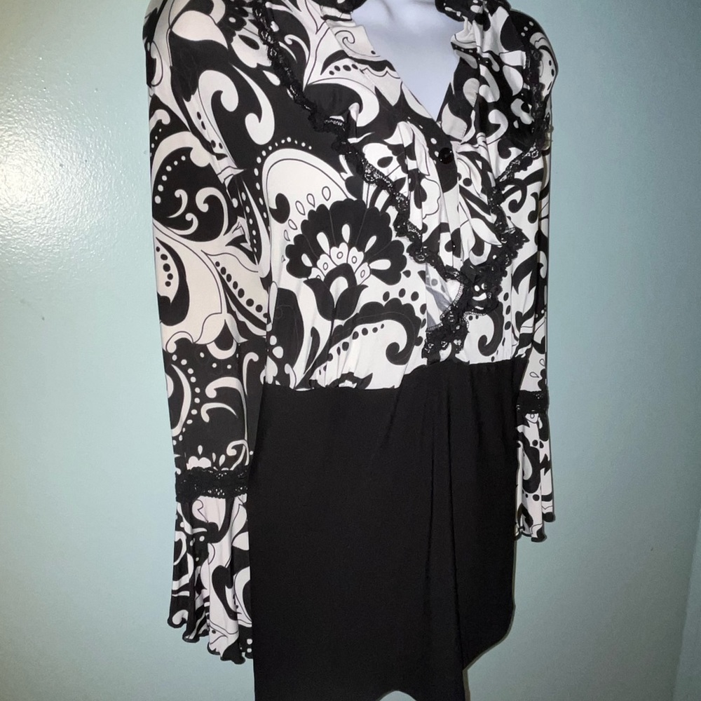New Directions Blouse Size 2X Black /White - Picture 6 of 10